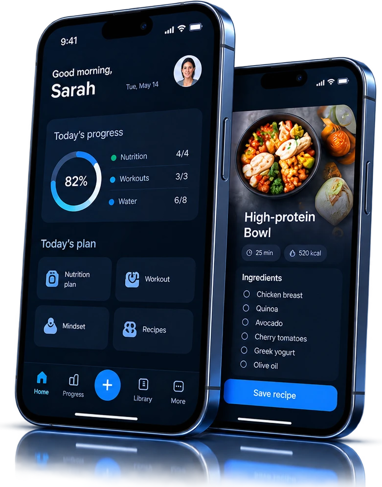 Example App: a personal nutrition companion with daily progress, plan and recipes